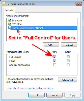 Set Users permissions